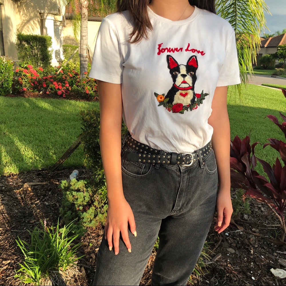 vintage embroidered doggy t-shirt 🐶✨